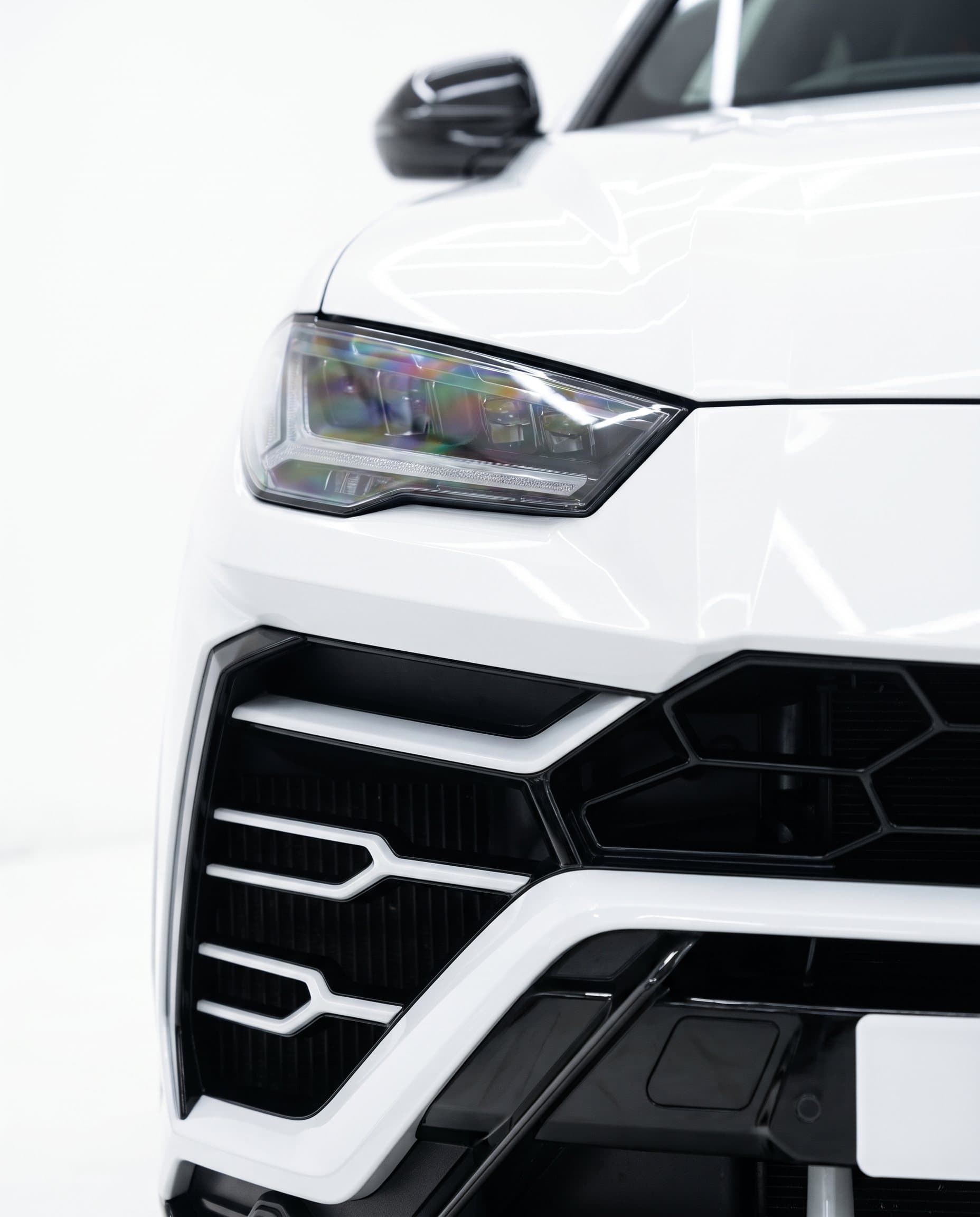Headlight detail of the Lamborghini Urus in the studio